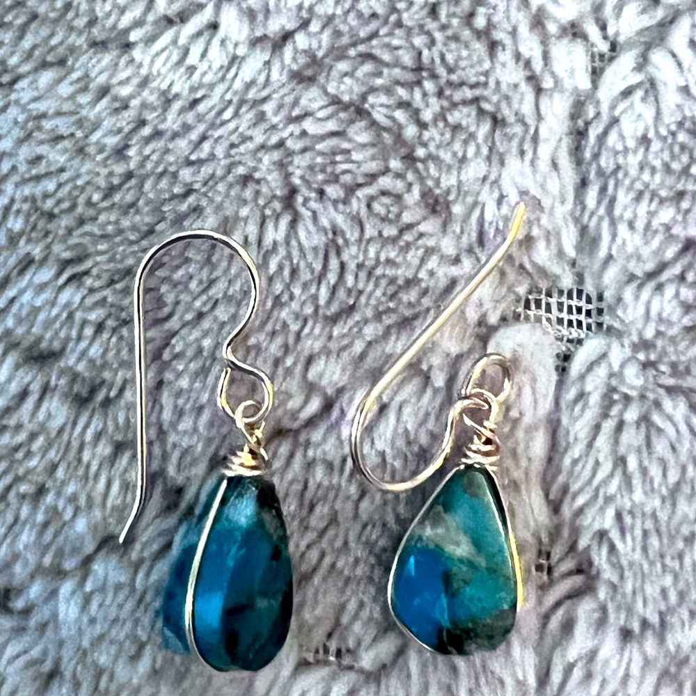 Green dangle earrings